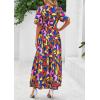 imagePRETTYGARDEN Womens Summer Maxi Dress 2025 Resort Wear Boho Floral V Neck Puff Short Sleeve Ruffle Flowy Beach Long DressesDark Blue Multi Floral