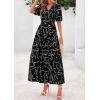 imagePRETTYGARDEN Womens Summer Maxi Dress 2025 Resort Wear Boho Floral V Neck Puff Short Sleeve Ruffle Flowy Beach Long DressesFloral Black