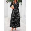 imagePRETTYGARDEN Womens Summer Maxi Dress 2025 Resort Wear Boho Floral V Neck Puff Short Sleeve Ruffle Flowy Beach Long DressesFloral Black