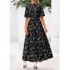 imagePRETTYGARDEN Womens Summer Maxi Dress 2025 Resort Wear Boho Floral V Neck Puff Short Sleeve Ruffle Flowy Beach Long DressesFloral Black