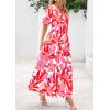 imagePRETTYGARDEN Womens Summer Maxi Dress 2025 Resort Wear Boho Floral V Neck Puff Short Sleeve Ruffle Flowy Beach Long DressesFloral White Rose Red