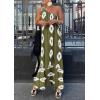 imagePRETTYGARDEN Womens Summer One Shoulder Maxi Dresses Printed Flowy Boho Beach Vacation Long SundressArmy Green White Floral
