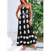 imagePRETTYGARDEN Womens Summer One Shoulder Maxi Dresses Printed Flowy Boho Beach Vacation Long SundressBlack White Floral