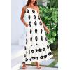 imagePRETTYGARDEN Womens Summer One Shoulder Maxi Dresses Printed Flowy Boho Beach Vacation Long SundressWhite Black Floral