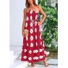 imagePRETTYGARDEN Womens Summer One Shoulder Maxi Dresses Printed Flowy Boho Beach Vacation Long SundressWine Red White Floral