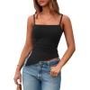imagePRETTYGARDEN Womens Summer Spaghetti Strap Tank Tops Sleeveless Camisole Blouses Asymmetrical Going Out Basic Tank ShirtBlack