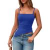 imagePRETTYGARDEN Womens Summer Spaghetti Strap Tank Tops Sleeveless Camisole Blouses Asymmetrical Going Out Basic Tank ShirtBlue