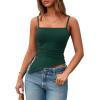 imagePRETTYGARDEN Womens Summer Spaghetti Strap Tank Tops Sleeveless Camisole Blouses Asymmetrical Going Out Basic Tank ShirtDark Green