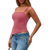 imagePRETTYGARDEN Womens Summer Spaghetti Strap Tank Tops Sleeveless Camisole Blouses Asymmetrical Going Out Basic Tank ShirtDark Pink