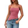 imagePRETTYGARDEN Womens Summer Spaghetti Strap Tank Tops Sleeveless Camisole Blouses Asymmetrical Going Out Basic Tank ShirtDark Pink