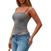 imagePRETTYGARDEN Womens Summer Spaghetti Strap Tank Tops Sleeveless Camisole Blouses Asymmetrical Going Out Basic Tank ShirtGrey
