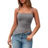 imagePRETTYGARDEN Womens Summer Spaghetti Strap Tank Tops Sleeveless Camisole Blouses Asymmetrical Going Out Basic Tank ShirtGrey