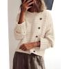 imagePRETTYGARDEN Womens Sweaters Fall 2025 Casual Long Sleeve Crewneck Button Loose Winter Knit Pullover Sweater TopsBeige