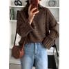 imagePRETTYGARDEN Womens Sweaters Fall 2025 Casual Long Sleeve Crewneck Button Loose Winter Knit Pullover Sweater TopsCoffee
