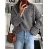 imagePRETTYGARDEN Womens Sweaters Fall 2025 Casual Long Sleeve Crewneck Button Loose Winter Knit Pullover Sweater TopsGrey