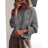 imagePRETTYGARDEN Womens Sweaters Fall 2025 Casual Long Sleeve Crewneck Button Loose Winter Knit Pullover Sweater TopsGrey