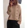 imagePRETTYGARDEN Womens Sweaters Fall 2025 Casual Long Sleeve Crewneck Button Loose Winter Knit Pullover Sweater TopsKhaki