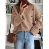 imagePRETTYGARDEN Womens Sweaters Fall 2025 Casual Long Sleeve Crewneck Button Loose Winter Knit Pullover Sweater TopsKhaki