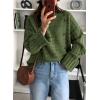 imagePRETTYGARDEN Womens Sweaters Fall 2025 Casual Long Sleeve Crewneck Button Loose Winter Knit Pullover Sweater TopsLight Army Green
