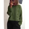imagePRETTYGARDEN Womens Sweaters Fall 2025 Casual Long Sleeve Crewneck Button Loose Winter Knit Pullover Sweater TopsLight Army Green
