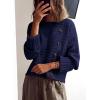 imagePRETTYGARDEN Womens Sweaters Fall 2025 Casual Long Sleeve Crewneck Button Loose Winter Knit Pullover Sweater TopsNavy