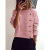 imagePRETTYGARDEN Womens Sweaters Fall 2025 Casual Long Sleeve Crewneck Button Loose Winter Knit Pullover Sweater TopsPink