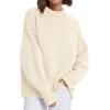 imagePRETTYGARDEN Womens Sweaters Fall 2025 Trendy Casual Crewneck Long Sleeve Cozy Knit Pullover Sweater Tops Winter ClothingBeige White