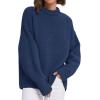 imagePRETTYGARDEN Womens Sweaters Fall 2025 Trendy Casual Crewneck Long Sleeve Cozy Knit Pullover Sweater Tops Winter ClothingDark Blue