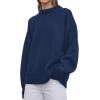 imagePRETTYGARDEN Womens Sweaters Fall 2025 Trendy Casual Crewneck Long Sleeve Cozy Knit Pullover Sweater Tops Winter ClothingDark Blue