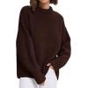 imagePRETTYGARDEN Womens Sweaters Fall 2025 Trendy Casual Crewneck Long Sleeve Cozy Knit Pullover Sweater Tops Winter ClothingDark Brown