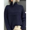 imagePRETTYGARDEN Womens Turtleneck Sweaters 2025 Fall Chunky Knit Pullover Long Sleeve Jumper Tops Trendy Winter ClothesNavy Blue
