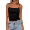 imagePRETTYGARDEN Built in Bra Tank Tops for Women Summer 2025 Sleeveless Spaghetti Strap Camisole Basic Crop Cute Going Out TopBlack