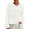 imagePRETTYGARDEN Cardigan Sweaters for Women 2025 Trendy Oversized Knit Chunky Button Cardigans Fall Winter Outfits with PocketsWhite