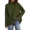 imagePRETTYGARDEN Casual Long Sleeve Oversized Sweaters for Women 2025 Loose Mock Neck Pullover Sweater Ribbed Knit Fall ClothesArmy Green