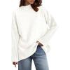 imagePRETTYGARDEN Casual Long Sleeve Oversized Sweaters for Women 2025 Loose Mock Neck Pullover Sweater Ribbed Knit Fall ClothesWhite