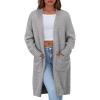 imagePRETTYGARDEN Fall Long Sleeve Cardigan Sweaters for Women 2025 Trendy Winter Open Front Loose Knitted Cardigans with PocketsLight Grey