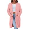 imagePRETTYGARDEN Fall Long Sleeve Cardigan Sweaters for Women 2025 Trendy Winter Open Front Loose Knitted Cardigans with PocketsPink