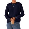 imagePRETTYGARDEN Fall Sweaters for Women 2025 Cozy Casual Crewneck Pullover Button Long Sleeve Knit Tops Winter Fashion ClothingNavy Blue