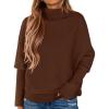 imagePRETTYGARDEN Fall Sweaters for Women 2025 Winter Clothing Batwing Long Sleeve Casual Tops Loose Knit Turtleneck SweaterBrown