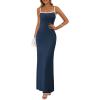 imagePRETTYGARDEN Spring Dresses for Women 2025 Summer Resort Wear Sexy Bodycon Sundress Spaghetti Strap Vacation Maxi DressNavy