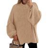 imagePRETTYGARDEN Womens 2025 Fall Oversized Sweaters Chunky Knit Mock Neck Long Sleeve Casual Trendy Pullover Winter ClothesApricot