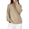 imagePRETTYGARDEN Womens Fall Long Sleeve Sweater Crew Neck Fuzzy Loose Fit Chunky Knit Oversized Pullover Sweaters Going Out TopsApricot