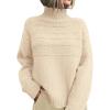 imagePRETTYGARDEN Womens Turtleneck Sweaters 2025 Fall Chunky Knit Pullover Long Sleeve Jumper Tops Trendy Winter ClothesBeige