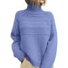 imagePRETTYGARDEN Womens Turtleneck Sweaters 2025 Fall Chunky Knit Pullover Long Sleeve Jumper Tops Trendy Winter ClothesBlue