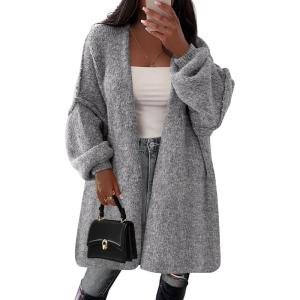 imagePRETTYGARDEN Long Cardigan Sweaters for Women Trendy Fall 2025 Oversized Knit Sweater Jacket Coats Winter Fashion ClothingDark Grey