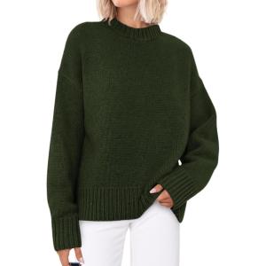 imagePRETTYGARDEN Womens Sweaters Fall 2025 Trendy Casual Crewneck Long Sleeve Cozy Knit Pullover Sweater Tops Winter ClothingArmy Green