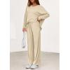 imagePRETTYGARDEN 2 Piece Lounge Sets for Women Fall Outfits 2025 Casual Loose Long Sleeve Tops Wide Leg Pants Matching Pajama SetBeige