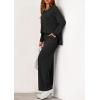 imagePRETTYGARDEN 2 Piece Lounge Sets for Women Fall Outfits 2025 Casual Loose Long Sleeve Tops Wide Leg Pants Matching Pajama SetBlack