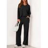 imagePRETTYGARDEN 2 Piece Lounge Sets for Women Fall Outfits 2025 Casual Loose Long Sleeve Tops Wide Leg Pants Matching Pajama SetBlack