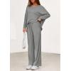 imagePRETTYGARDEN 2 Piece Lounge Sets for Women Fall Outfits 2025 Casual Loose Long Sleeve Tops Wide Leg Pants Matching Pajama SetGrey